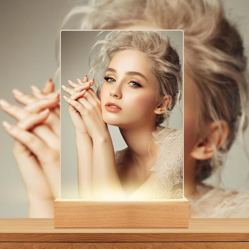 Personalized Picture Frame with Photo, Custom Photo Frame with Night Light, Customized Couple Picture Frame, Personalized Anniversary Birthday Gifts for Women Men Her Him Boyfriend Girlfriend