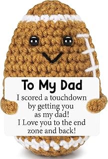 Dad Gifts from Daughter Son Wife, Positive Handmade Crochet Dad Birthday Gift, Funny Cute Small Gifts for Dads, I Love You Girl Papa Gift Idea, Unique Doll for Step-Dads Football
