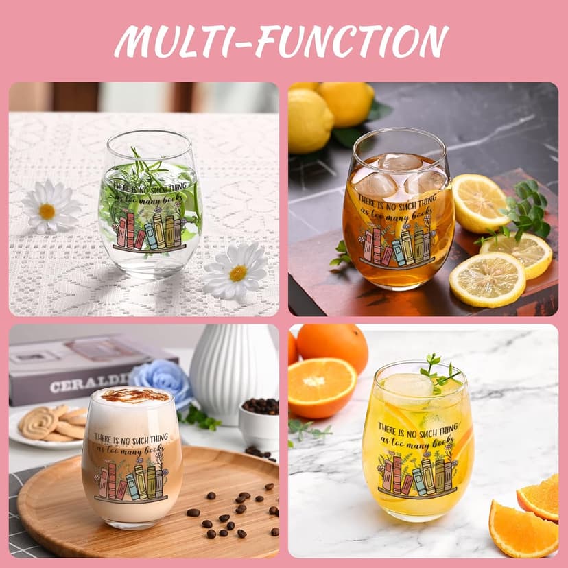 Futtumy Gifts for Book Lovers Women, Book Lover Wine Glasses 17oz, Gifts for Readers Book Lovers, Funny Reading Bookish Book Lovers Gift for Birthday Christmas Mother's Day