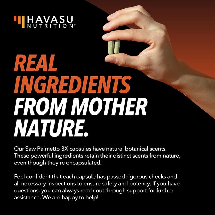 HAVASU NUTRITION Saw Palmetto Supplement with Stinging Nettle and Pumpkin Seed Extract - Advanced 3X Formula - DHT Blocker Urinary Health and Prostate Support for Mens Health - Vegan, Non-GMO Capsules - 2 Month Supply