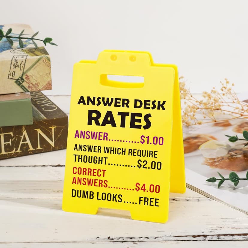 MBL Funny Office Decor Accessories - Answer Desk Rates, Gag Fun Cubicle Decoration Plaque Sign Gifts for Women Men Coworker Teammate Teacher Employee Bosses Appreciation Boss Day White Elephant