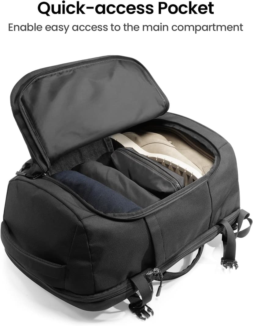 tomtoc Travel Backpack 40L, TSA Friendly Flight Approved Carry-on Luggage Hand Water-resistant Lightweight Business Rucksack, Durable Large Weekender Bag Daypack Fits 17.3 Inch Laptop, PFAS Free