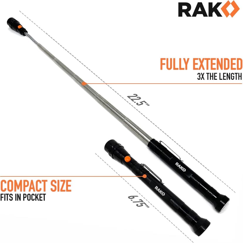 RAK Magnetic Pickup Tool Gifts for Men - Telescoping Magnet with LED Flashlight and 22 Inches Extendable Neck, Cool Magnetic Flashlight Gifts for Dad, Husband, Grandpa, Handyman