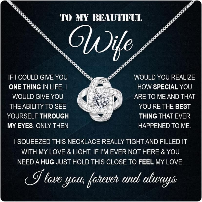 Larvincy To My Wife Necklace from Husband With Heartfelt Message & Elegant Box - Soulmate Necklace for Women, Romantic Jewelry Gift for Her On Birthday, Anniversary