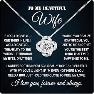 Larvincy To My Wife Necklace from Husband With Heartfelt Message & Elegant Box - Soulmate Necklace for Women, Romantic Jewelry Gift for Her On Birthday, Anniversary