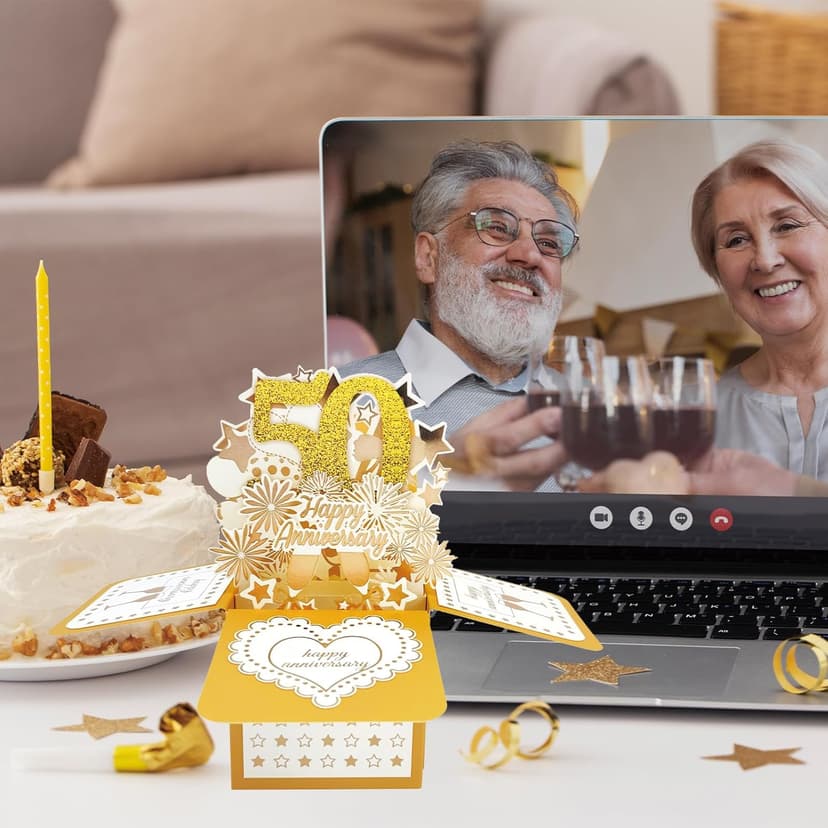 Asmallgf Happy 50th Anniversary Pop Up Card, Comfort Fifty Year Golden Wedding Anniversary Cards for Couple, Perfect Anniv Card for Couple Husband Wife