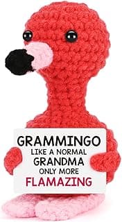 Grandma Birthday Gifts from Grandkids, I Love You Grandmother Birthday Gifts, Christmas for Great Grandma Nana Gigi Mimi Present from Granddaughter Grandson, Funny Handmade Crochet Flamingo Grammingo