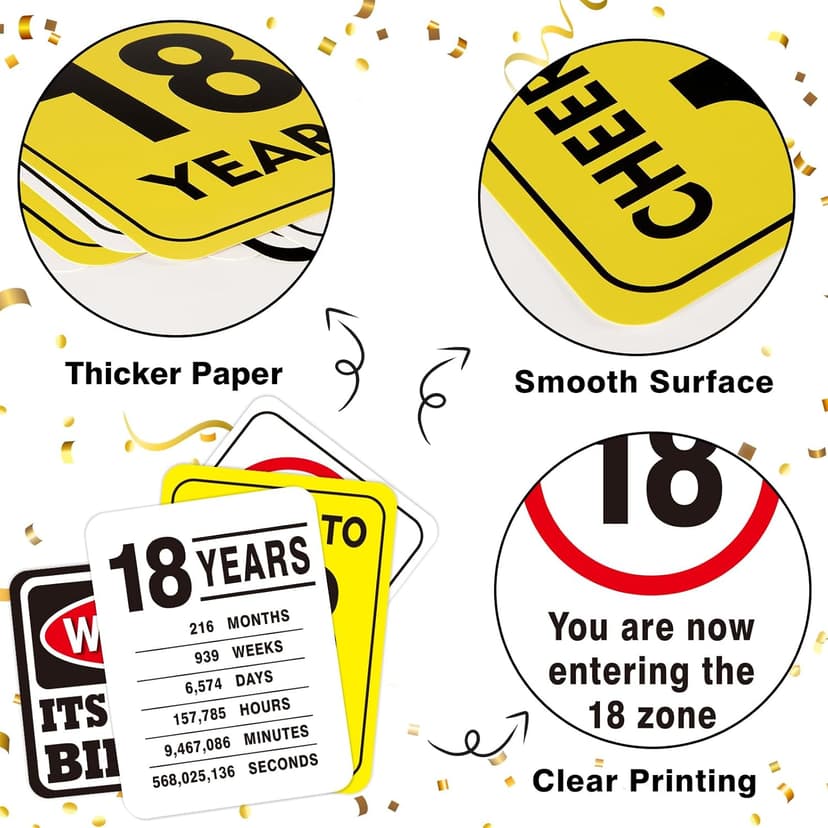 WERNNSAI 18th Birthday Party Decorations - 9PCS Wall Signs Funny Tags for Teens 18 Years Old Party Decor 18th Party Banner Table Centerpieces Door Wall Windows Signs Picture Props for Boys Girls