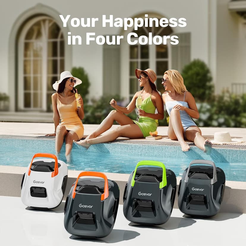 Cordless Robotic Pool Cleaner, 90 Min Runtime Pool Vacuum, Self-Parking, 7.5 lbs Lightweight, Ideal for Above Ground Pools up to 860 sq.ft
