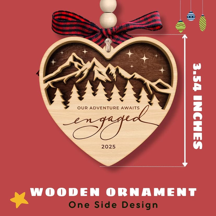 Engagement Gifts for Couples - Gifts for Newly Engaged Couples - Engagement Gift for Her, Bride to Be, Couple - Just Engaged Gift for Friends, Women, Fiance - Wood Christmas Ornament 2025