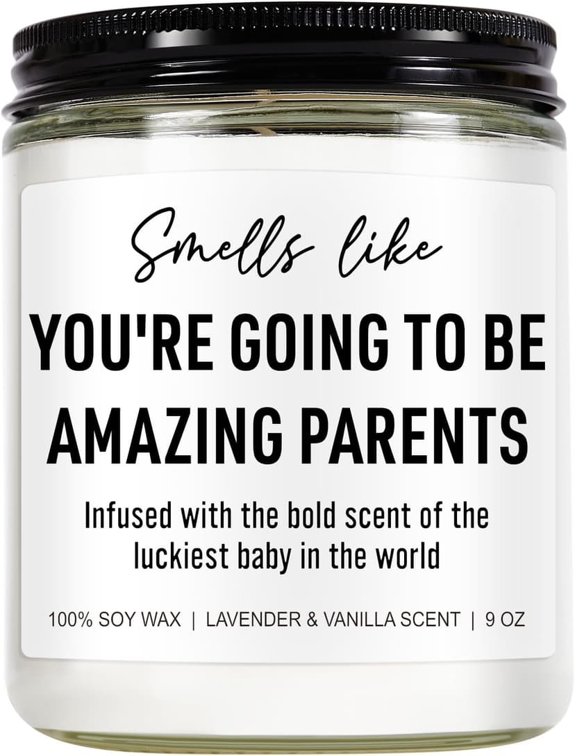 Cute Candle, New Parents Gifts for Couples, New Mom & Dad - Funny Christmas, Pregnancy, Gender Reveal Gifts for Parents to Be, Expecting Mom, 1st Time Mommy to Be, New Dad - 9 oz