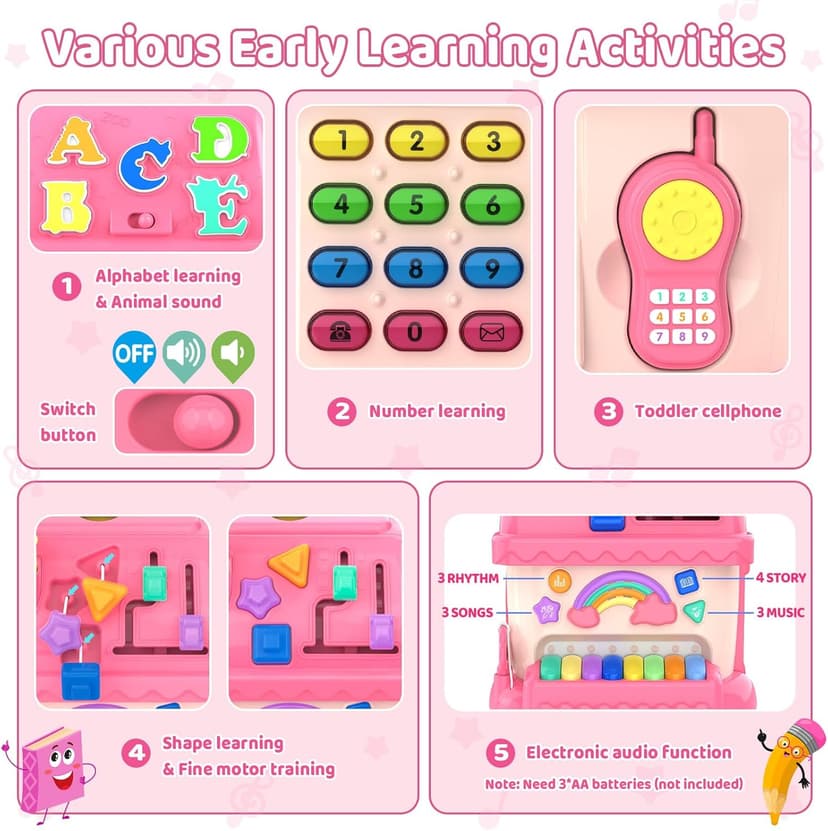 Montessori Toys for 1 Year Old Girl Gifts, 12-in-1 Musical House Toddler Learning Toys for 1-2, 1st First Birthday Gifts for Girls and Boys Baby 6-12 12-18 6-24 Months