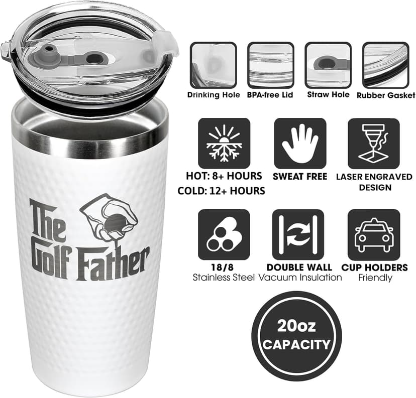 Golf Gifts for Dad - Fathers Day Golf Gifts for Men, Dad, Husband - Funny Golfer Gift - Golfer Ideas for Men, Golfers - Fathers Day Gift - 20 Oz Stainless Steel Tumbler