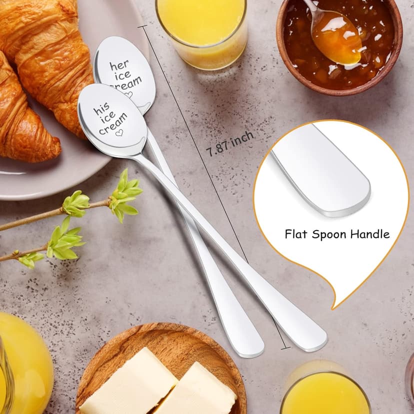 PRSTENLY Wedding Gifts for Couples 2025, 2 Pcs His and Hers Ice Cream Spoon Anniversary Engagement Gifts for Couple Him Her Boyfriend Girlfriend Graduation Christmas Birthday