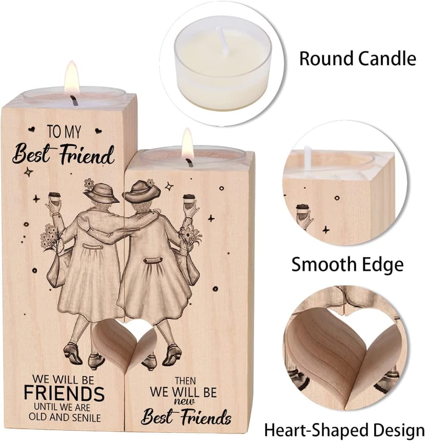 Candle Holder for Friend - Gifts for Friends，Women Female Girl Friends Personalized Custom Friendship Birthday Gift，Best Women Gift Idea for Christmas Thanksgiving