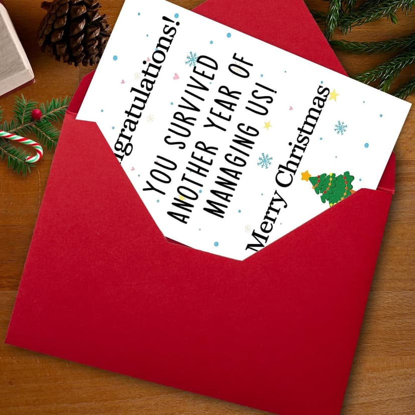 Funny Boss Christmas Card, Boss Christmas Gifts with Premium Envelope, 8x5.3 Inches