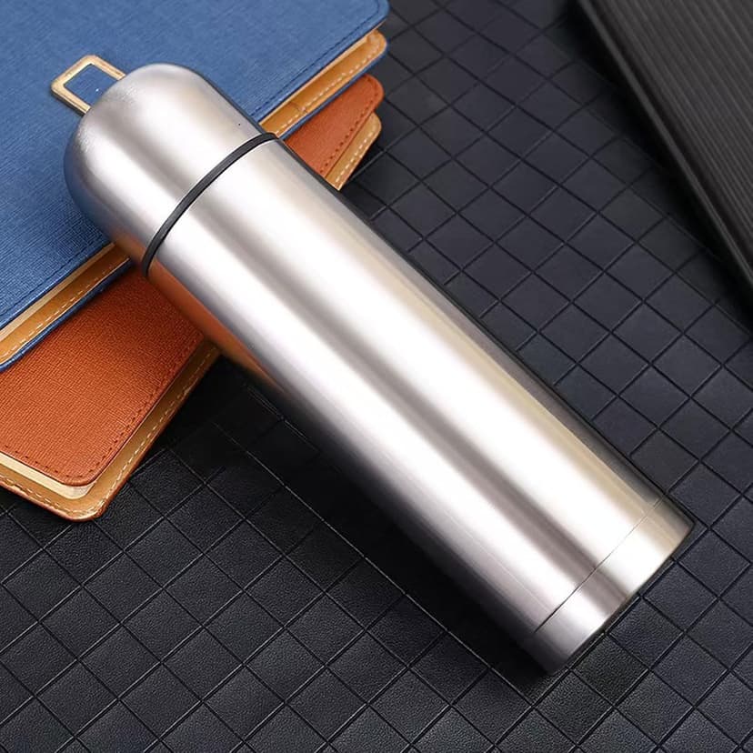 Stainless Steel Thermal Bottle with Cup Vacuum Insulated Bottle for Hot and Cold Drinks Coffee Cup Travel Mug Vacuum Flask for Tea 17Oz/500Ml(Silver)
