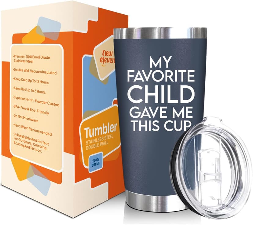 NewEleven Fathers Day Gift For Dad - Birthday Gifts For Dad From Daughter, Son, Kids - Husband Gift - Birthday Present Ideas For Father, New Papa, Bonus Father From Daughter, Son - 20 Oz Tumbler