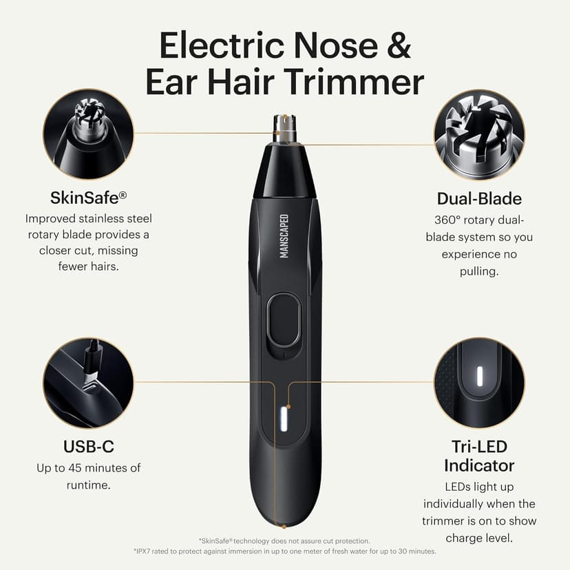 MANSCAPED MANSCAPED® The Weed Whacker® 2.0 Electric Nose & Ear Hair Trimmer – 7,000 RPM Precision Tool with Rechargeable Battery, Wet/Dry, Easy to Clean, Improved Stainless Steel Replaceable Blade