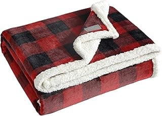 Eddie Bauer - Blanket, Super Soft Reversible Sherpa & Brushed Fleece Bedding, Throw Blankets for Couch, Ideal for Lounging (Cabin Plaid Red)