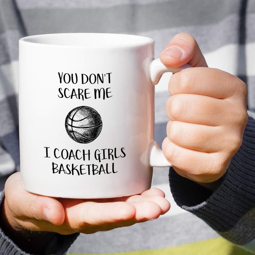 Retreez Funny Mug - Don't Scare Me I Coach Girls Basketball 11 Oz Ceramic Coffee Mugs - Funny, Sarcasm, Sarcastic, Motivational, Inspirational birthday gifts for friends, coworkers, sis bro dad mom