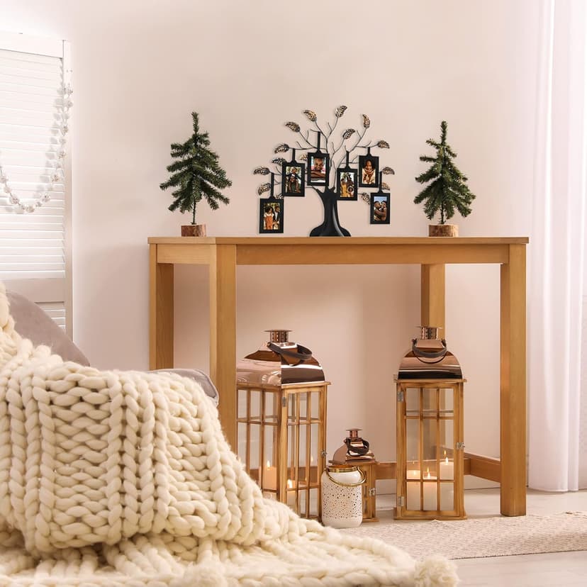 Americanflat Family Tree Picture Frame - Includes 6 Hanging 2x3 Picture Frames - Adjustable Ribbon Tassels - Ideal as Mother’s Day Gifts, Birthday Gifts, or Christmas Decor - Black and Bronze