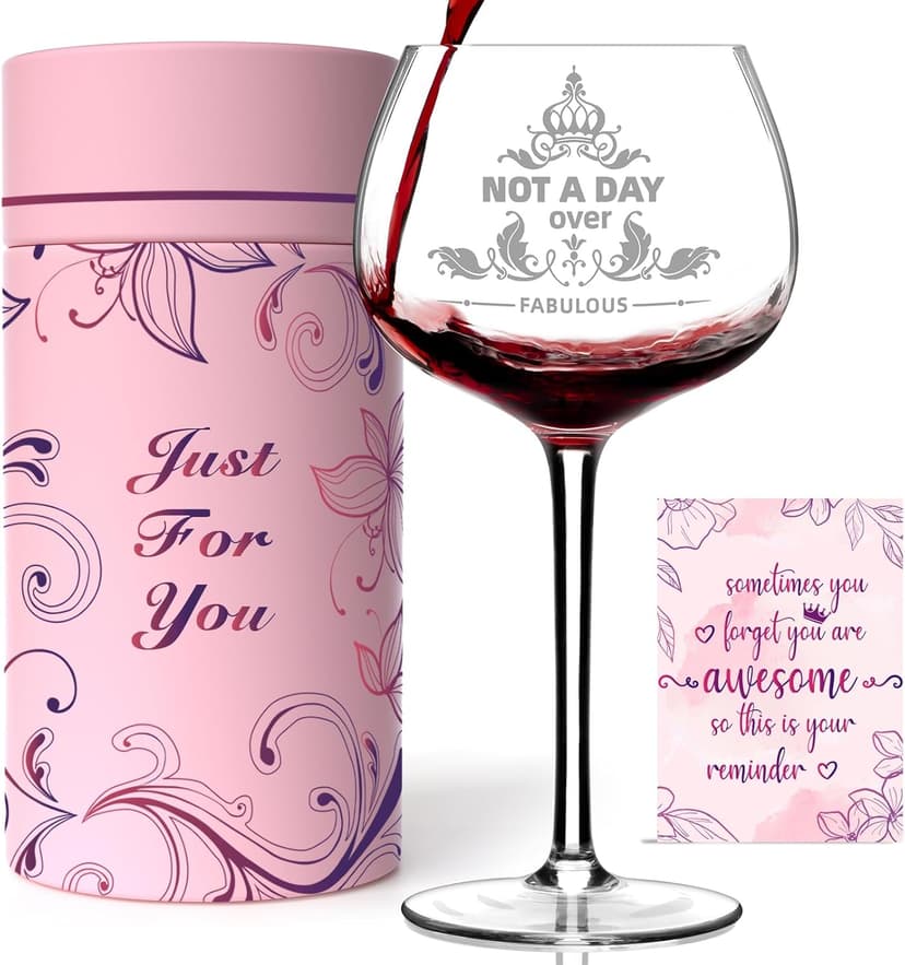 Gifts For Women,Not a Day Over Fabulous Personalized Wine Glasses Birthday Gifts Wine Glass Mothers Day Gifts For Women, Unique Gift Ideas for Her Mom Friends Female Her Wife Girlfriend Coworkers