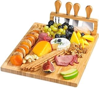 RoyalHouse Bamboo Cheese Board and Charcuterie Boards Set & Serving Tray for Meat, and Wine - Birthday Gifts for Women, Wedding Gifts for Couples 2025, Bridal Shower, Housewarming Gifts New Home