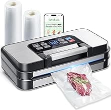 95Kpa Powerful Precision Pro Vacuum Sealer, with Double Heat Seal & Double Pump, Easy-Lock Handle, 10-in-1 Vacuum Sealer Machine for Food with Bags Storage, Built-in Cutter, Stainless Steel