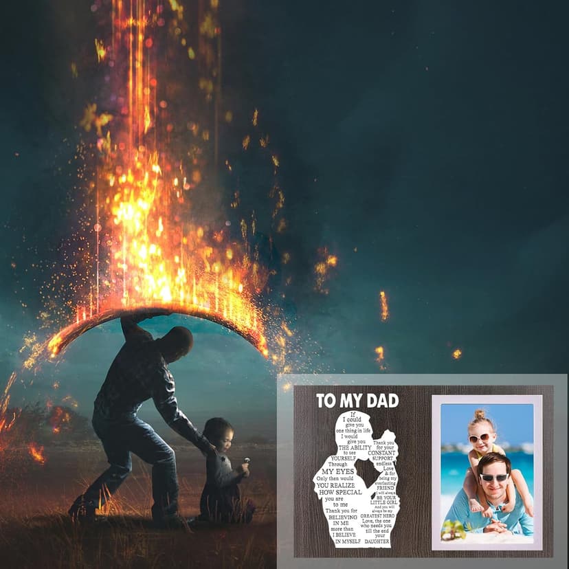 Cool Dad Gifts Ideas from Daughter, To Thank You Dad Birthday Gift Wooden Picture Frame for Dad's Christmas Thanksgiving Retirement Fathers Day Tabletop Wall Decor, Meaningful Appreciation Present