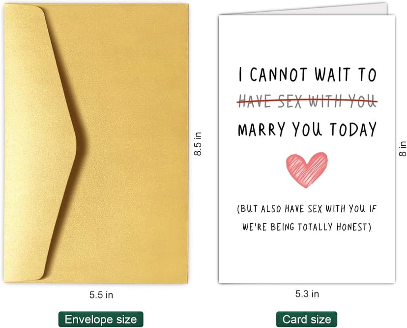 Chenive Naughty Wedding Day Card to Your Bride or Groom, Cheeky Wedding Gift for Partner, I Cannot Wait To Have Sex With You Marry You Today