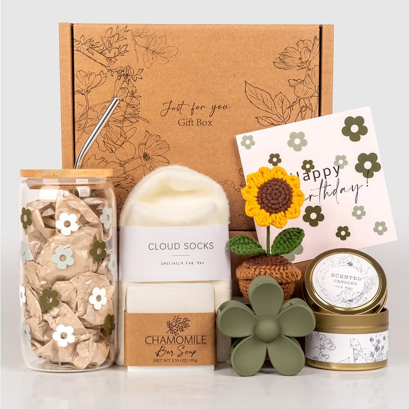 Birthday Gifts for Women, Self Care Gifts Baskets for Women, Care Package for Teen Girls, Her, Mom, Sister, Best Friend, Wife, Girlfriend, Coworker, Sending Sunshine Sunflower Gift Baskets