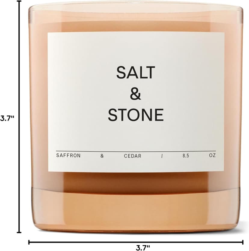 SALT & STONE Scented Candle for Women & Men | Hand-Poured, Aromatic & Fragrant | Coconut & Soy Blend Wax | 100% Cotton Wick | Long-Lasting 50 Hour Burn Time (8.5 oz) (Saffron & Cedar)