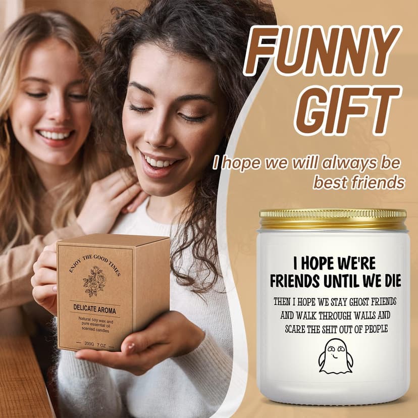 Gifts for Women Men, Unique Friendship Gift for Best Friend BFF Bestie, Funny Personalized Birthday Christmas Anniversary Present for Coworker Sister Classmate Female, Lavender Candle for Her Him