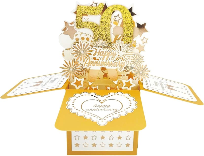 Asmallgf Happy 50th Anniversary Pop Up Card, Comfort Fifty Year Golden Wedding Anniversary Cards for Couple, Perfect Anniv Card for Couple Husband Wife