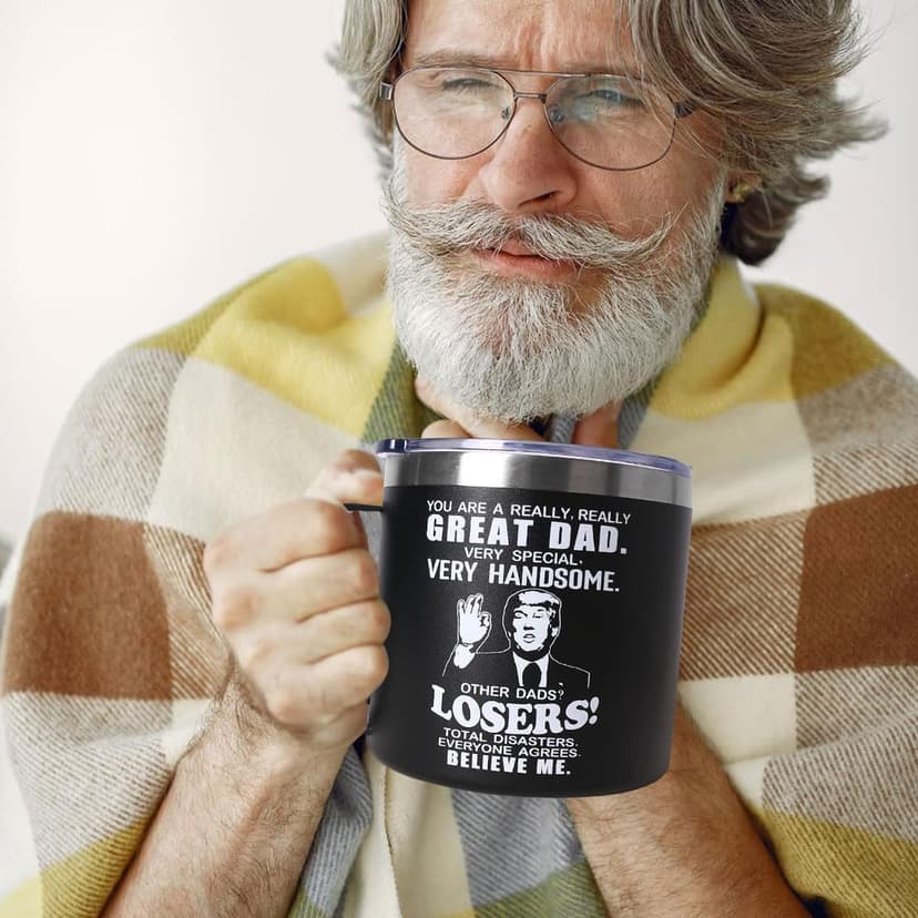 Fathers Day Dad Gifts from Daughter Son,Christmas Birthday Gifts for Step Dads Father in Law Him Bonus Daddy,Gift for Men Papa Grandpa Uncle Stepdad,14 oz Black Tumbler Mug