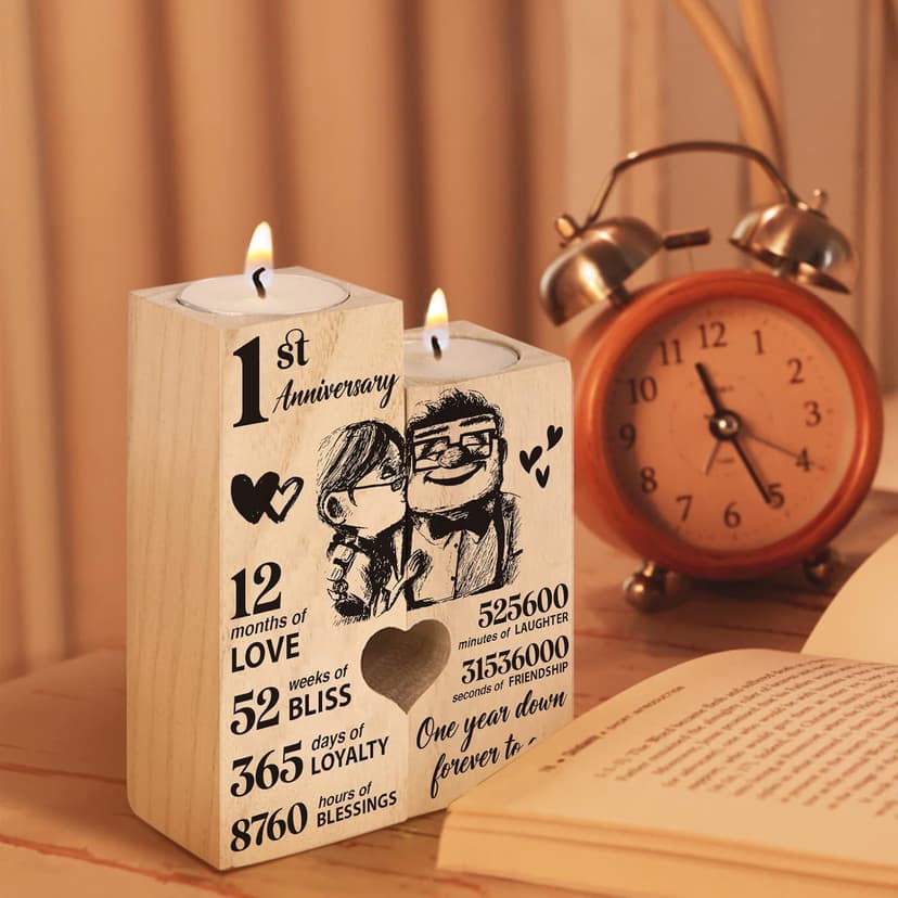 1st Anniversary Wedding Gifts for Wife, Couples Gifts Candlestick,1st 1 Year Wedding Anniversary Birthday Gifts for Wife from Husband,Wedding Anniversary Presents for Girlfriend,One Year for Her