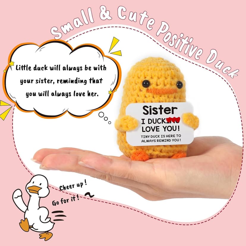 MBL Sister Gifts for Birthday Mothers Day - Handmade Funny Cute Small Duck Present for Sisters Sis Big Little Sister Graduation Christmas Stocking Stuffers