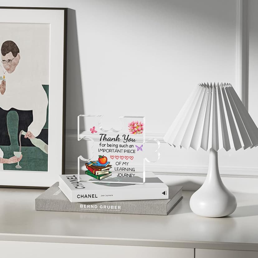 Funnli Teacher Gifts, Back to School Teacher Gifts, Teacher Appreciation Gifts Acrylic Plaque, Thank You Graduation Valentines Day Christmas Gifts for Women Teacher Classmate Study Partner Roommate