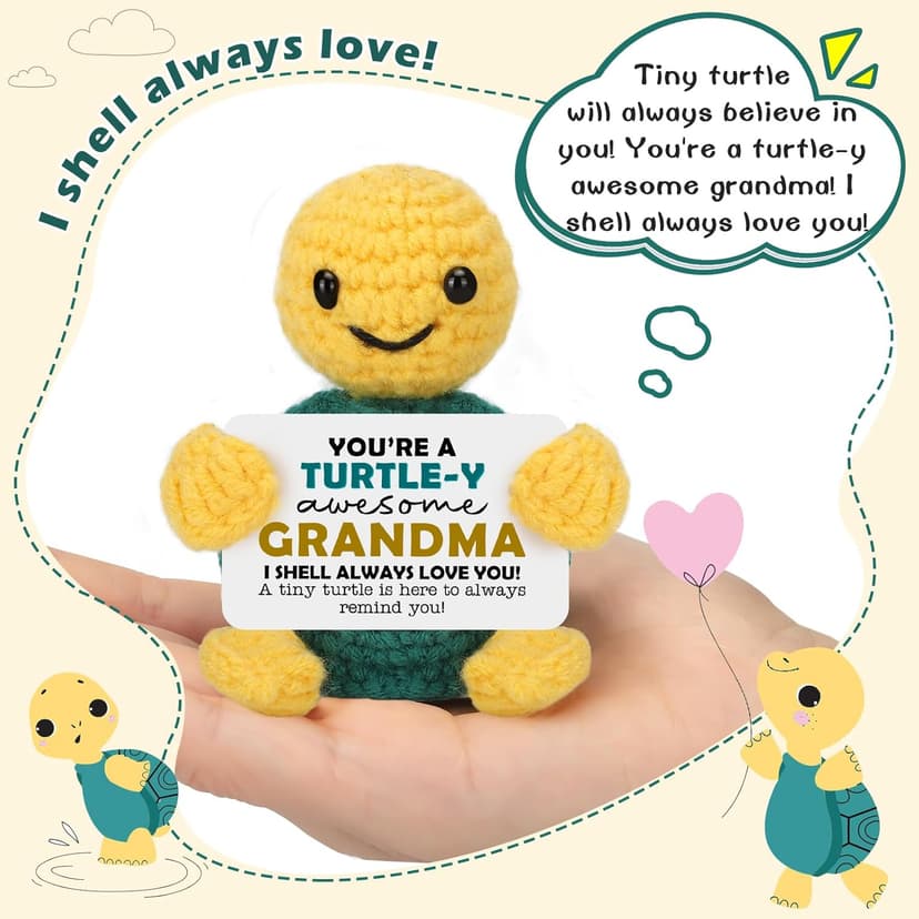 Funny Turtle Grandma Gifts Mothers Day Birthday I Love You Grandma Gifts for Grandmother Nana Gigi Mimi Present from Granddaughter Grandkids Grandson Handmade Emotional Positive Crochet Animals Turtle
