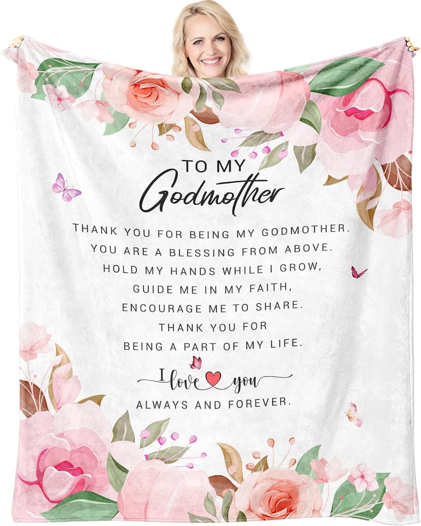 Christmas Godmother Gift Blanket 60"x 50" - God Mother Gifts for Women for Christmas - Xmas Godmother Gifts from Godchild - God Mom Gifts from Godson/Goddaughter - Best Godmom Gifts
