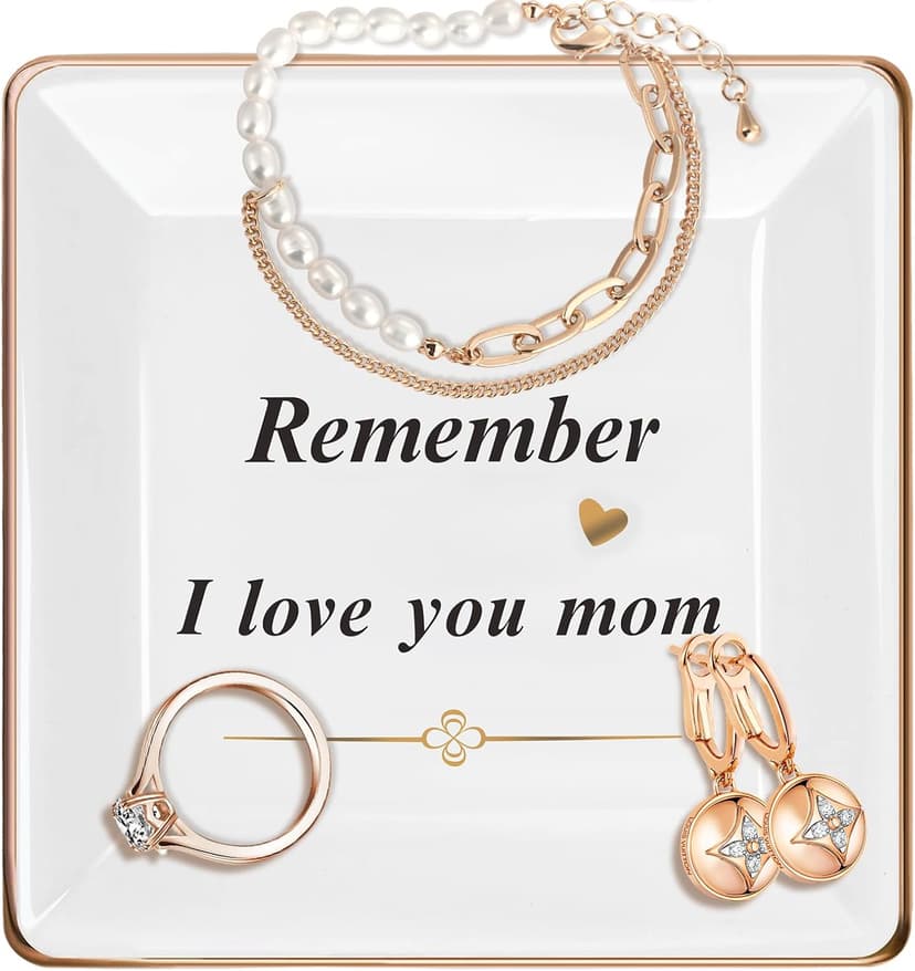 Ceramic Jewelry Tray for Mom: Christmas Gifts for Women Wife Grandma.Trinket Tray Dish Decorations for Rings Earrings Necklaces Bracelet, Mothers Day Birthday Gifts for Women Mom Sister Friends