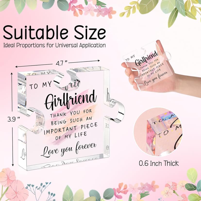 Gifts for Girlfriend from Boyfriend -Girlfriend Puzzle Piece Gift Unique Girlfriend Birthday Gifts for gf Valentines Mothers Day Anniversary Romantic Gift for Her