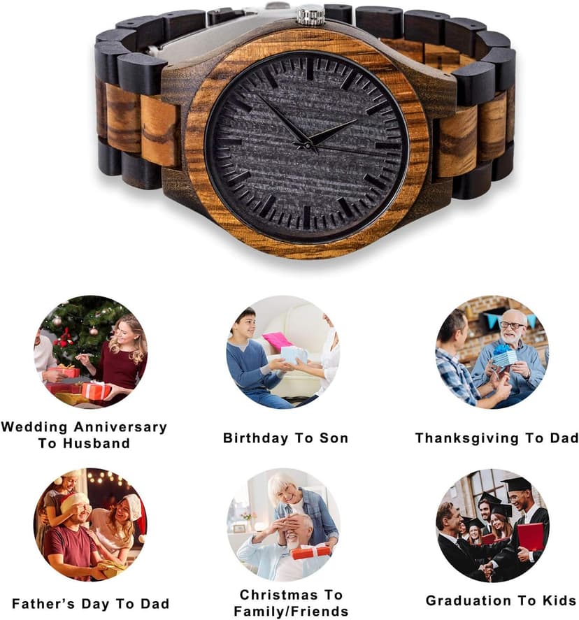 kullder Personalized Engraved Watch for Best Man Groomsmen Gifts for Wedding Mens Custom Wooden Watches for Men Personalized Groomsmen Husband Dad Father Gifts Ideas