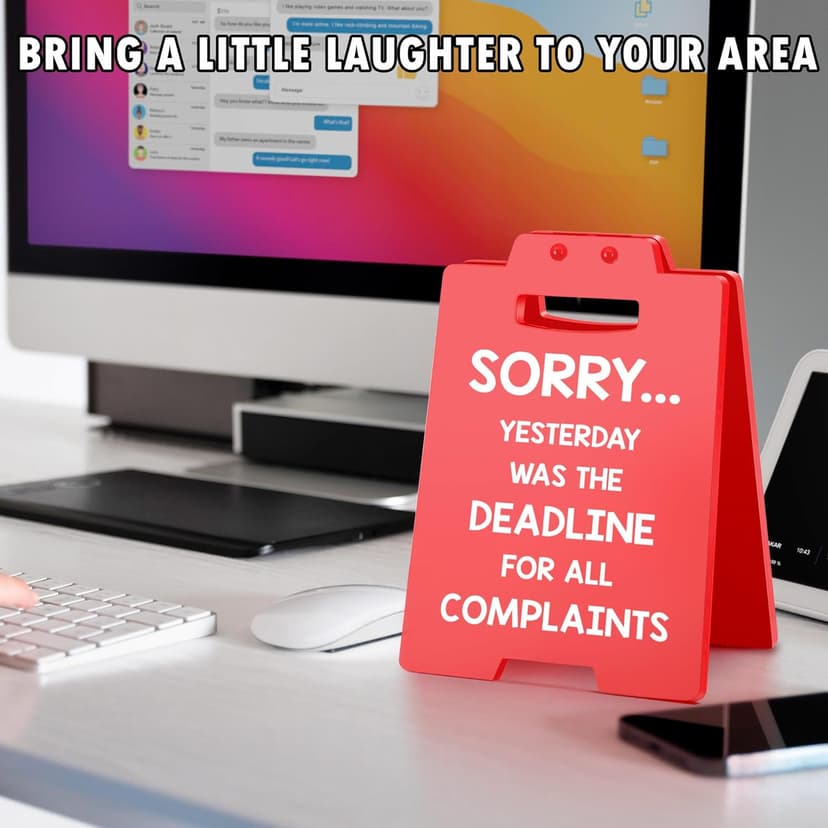 Funny Office Decor Christmas Boss Gifts for Women Men White Elephant Gag Gifts for Female Male Boss Lady Manager Supervisor Coworkers, Nurses Teacher Principal Xmas Gift Cubicle Accessories Red Sign