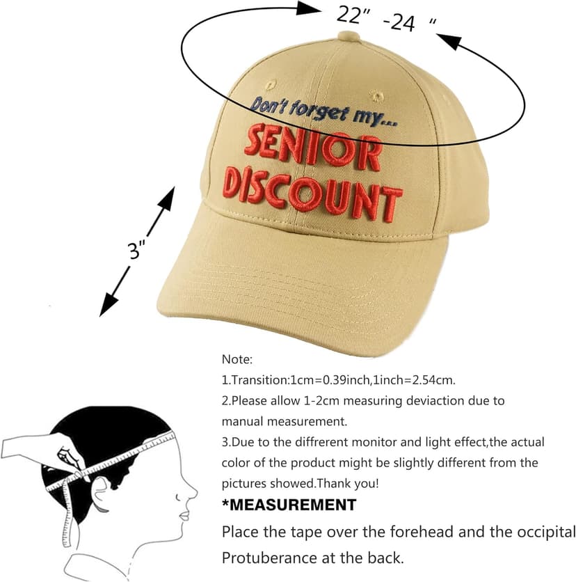 Birthday Baseball Cap, Don't Forget My Senior Discount Hat for Dad Grandpa Elders Father's Grandparents Beige