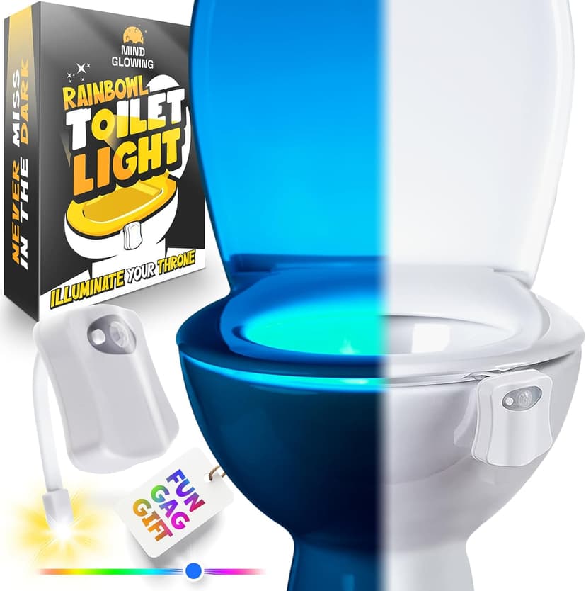 Toilet Bowl Night Light - Unique Cool Gadget with Motion Sensors & Multi Color LED - Funny Gag Gifts for Men, Dad, Husband, Boyfriend - Fun Birthday Present for Him