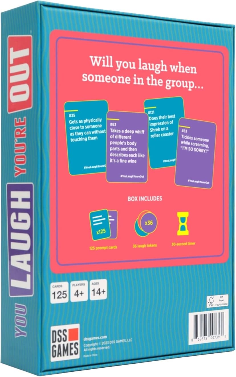 You Laugh You're Out A Party Game with Hilarious Charades Family Card Games for Adults & Kids, 125 Prompt Cards Fun Card Games for Family Game Nights, Gatherings, & Parties Ages 14+