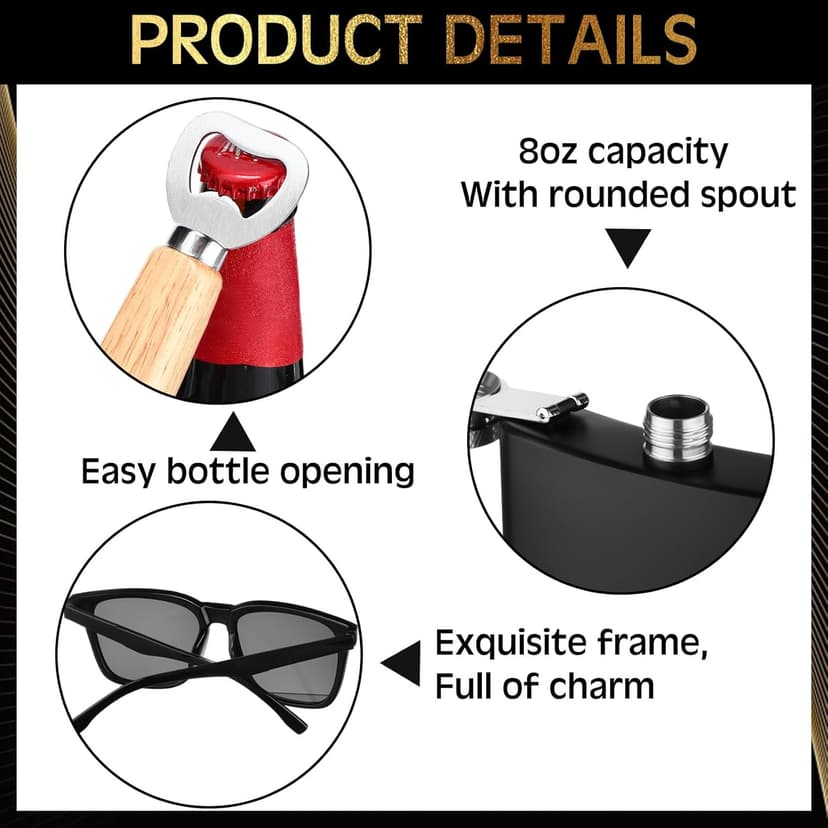 13 Pcs Groom Proposal Gift Set Stainless Steel Flask Box Bag Shot Glass Bottle Opener Pocket Watch Sunglasses Knife Sock Card Toiletry Bag for Wedding