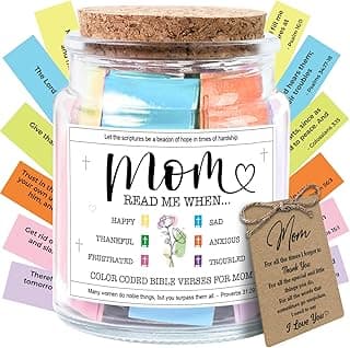 NewEleven Christmas Gifts For Mom, Mom Gifts From Daughters Son on Mother Birthday, Bible Jar, Christian Gift for Wife, Thank You Gift Decorative Inspirational Scripture Jar with 92 Bible Verses